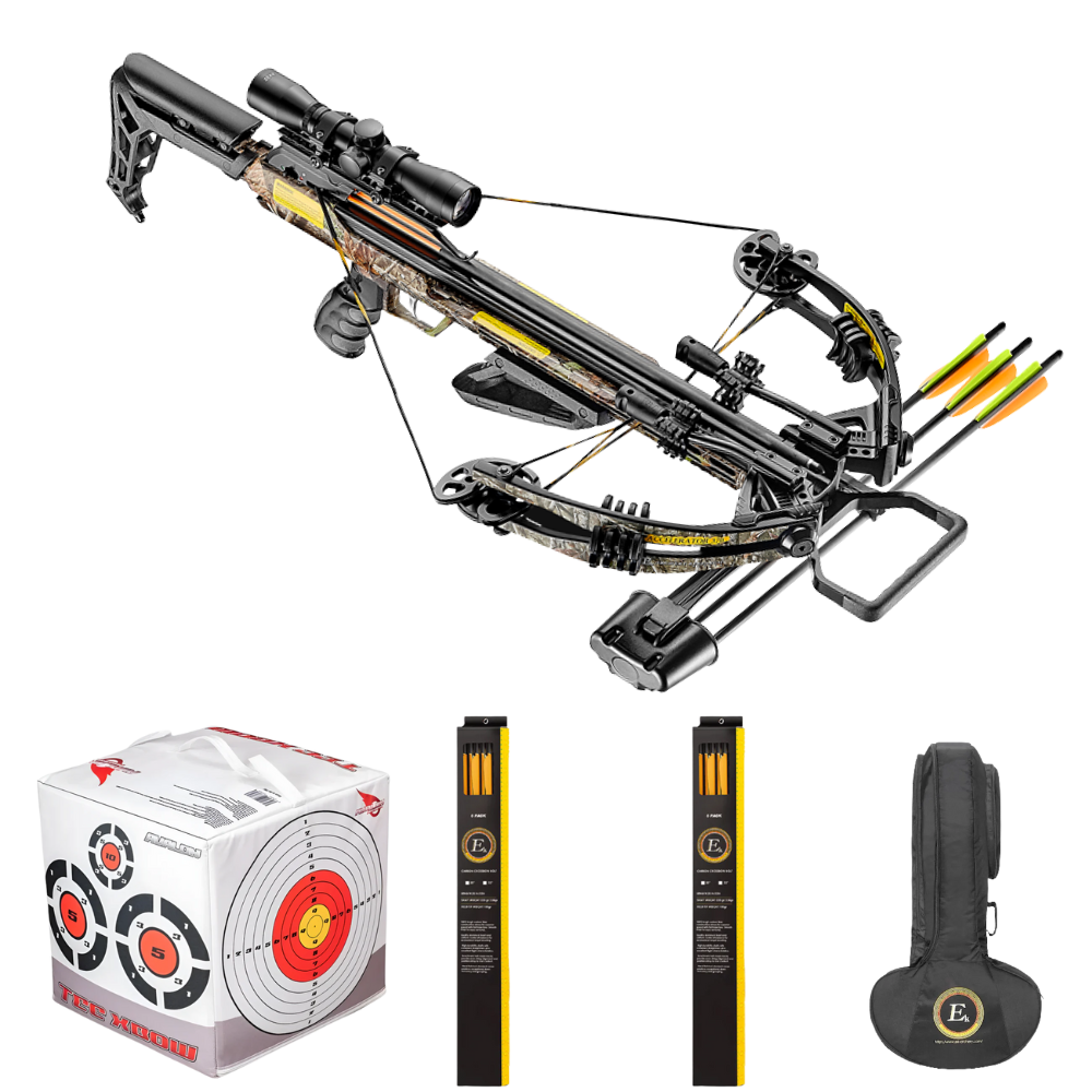 EK Archery Accelerator 370+ Camo Crossbow Bundle
