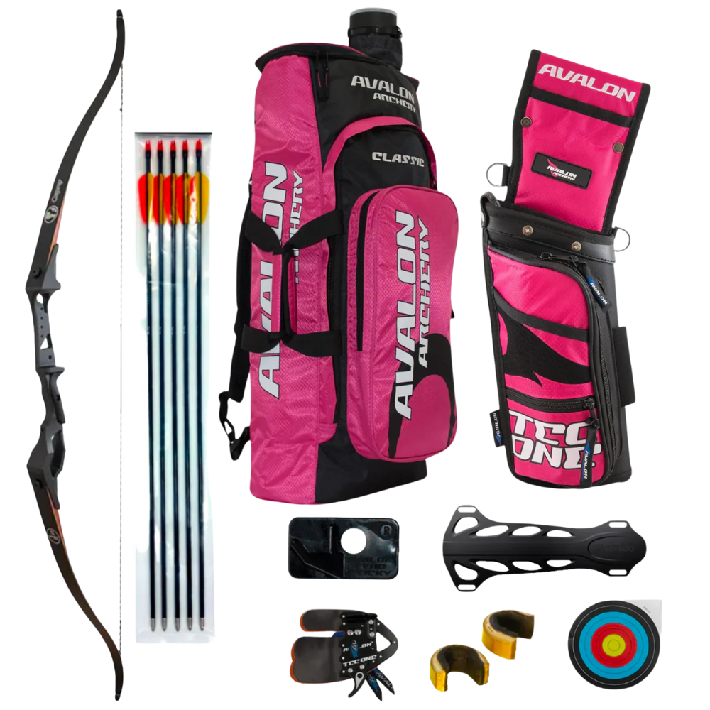 Sanlida Mens Starter Recurve Bow Kit 'Pink' 35lbs RH