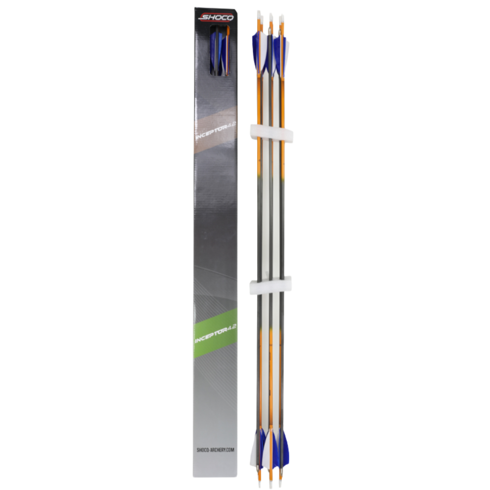 Shocq Fletched Arrow Inceptor With Feathers/Point Installed 4.2 Pack Of 12